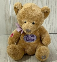 Russ Berrie Super Sister small mini plush brown tan beanbag teddy bear f... - £7.88 GBP