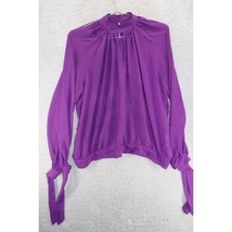 7th Avenue New York &amp; Company Womens Blouse Purple Long Sleeve Keyhole N... - £10.13 GBP