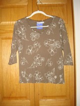 Fresh Produce Top S Cocca Sketched Floral 3/4 Sleeve Top Nwt - £13.16 GBP