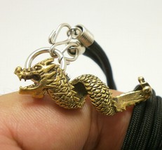 Chinese Dragon pendant rope necklace brass talisman powerful strong life protect - £23.02 GBP