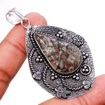 Black Fossil Coral Gemstone Handmade Fashion Ethnic Pendant Jewelry 2.70&quot; SA 24 - £3.98 GBP