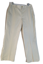LL Bean Flat Front Dress Pants Mens 36x30 Off White Trousers Supima Cotton - $15.85
