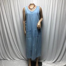 Sport Timer Dress Womens Size Medium Light Blue Denim Midi Jumper Pockets - £15.41 GBP