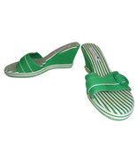 American Eagle Wedge Heels Sandals size 7.5 Spring Summer Green & White Stripe - £9.55 GBP