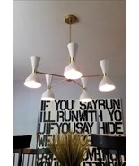 Modern 5 Arms 10 Lights White Sputnik Chandelier Brass Handcrafted Moder... - $545.71 CAD