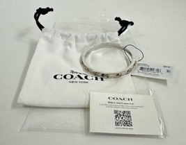 COACH Signature C Hinged Two Tone Bangle Bracelet Silver/Gold Color Vale... - $59.39