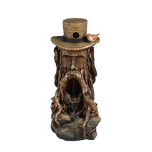 Jeco FCL187 31 in. Tree Stump Face Fountain with LED Light &amp; Bird House - £193.70 GBP