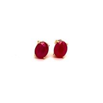 Oval Shape Ruby Stud Earrings 14k Y Gold 4.03 TCW Certified $3,590 211163 - £783.44 GBP