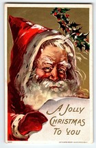 Santa Claus Christmas Postcard Jolly Saint Nick Reading List Julius Bien... - £16.06 GBP