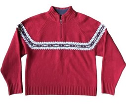Woolrich Women’s Sweater Lambswool Red Fair Isle Nordic Snowflake Size M - £27.75 GBP
