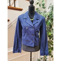 Isaac Mizrahi Women&#39;s Blue Cotton Double Breasted Long Sleeve Jacket Bla... - $24.75