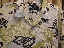 Nautica 100% Silk Mens XL  Hawaiian Button Front Short Sleeve Shirt Aloha - £15.02 GBP