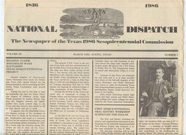 Texas National Dispatch March 1983 Texas 1836 1886 Sesquicentennial Comm... - $17.82