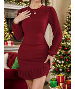 Ruffled Round Neck Long Sleeve Mini Dress - €25,89 EUR