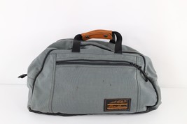 Vintage 90s Eddie Bauer Distressed Spell Out Handled Duffel Bag Gym Bag Gray - £39.52 GBP