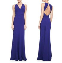 DAVID MEISTER Sleeveless V Neck Backless Long Maxi Gown Dress Purple 10 ... - $240.74