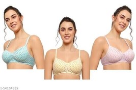 Bra Pack Of 3 Bra Set New Women&#39;s Bra Padded Non Wired Full Cup Bra Girl Bra - £19.37 GBP