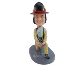 Custom Bobblehead Firefighter With Large HoseReady to Fight The Blaze - Careers  - £70.52 GBP