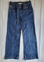 EST 1946 Women Sz 4 Wide Leg Denim Blue Jeans Stretch HiRise Belt Straight Leg  - £11.92 GBP