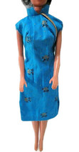 Vintage Blue and Gold Barbie Doll Dress Unknown Era Possibly Handmade - £13.31 GBP