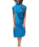 Vintage Blue and Gold Barbie Doll Dress Unknown Era Possibly Handmade - £13.29 GBP