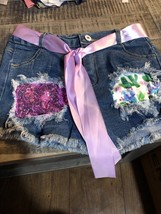 GIRLS SIZE &quot;2XL&quot; SIZE 18; JEAN SHORTS WITH A LITTLE EXTRA DECOR. - $9.46
