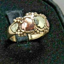 South Dakota Black Hills 10K Yellow Gold Wedding Band Sz 7.25 Grapes Leaves Ring - $179.99