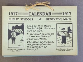Antique 1917 Paper Calendar Brockton MA Schools Kids Art Fund - $13.98