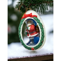 Egg Santa Claus Ice Skating Christmas Tree Ornament With Box 1991 Santa&#39;s Pride - £8.21 GBP