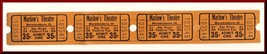 4-.35 Cent Marlow&#39;s Theatre Tickets, Murphysboro, Illinois/IL, 1950&#39;s? - £3.89 GBP