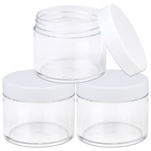 3 Pieces 2Oz/60G/60Ml Hq Acrylic Leak Proof Clear Container Jars W/White Lid - £10.62 GBP