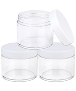 3 Pieces 2Oz/60G/60Ml Hq Acrylic Leak Proof Clear Container Jars W/White... - £11.05 GBP