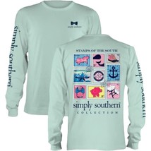 Simply Southern Teal Long Sleeve Stamps of the South Long  Sleeve Shirt Size Sma - £6.06 GBP