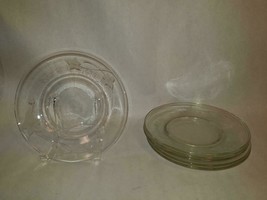 Vintage Clear Glass Etched Snack Plates Ivy Set of 6 - $33.65