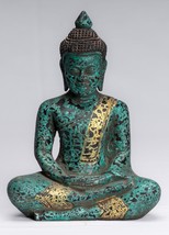 Ancien Khmer Style Bois Assis Bouddha Statue Dhyana Méditation Mudra - 2... - $163.58