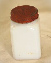 White Milk Glass Spice Jar Red Metal Lid Shaker Insert - $14.84