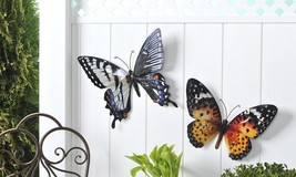 Butterfly Wall Plaques Set of 2 Metal 15" Long Colorful Painted Garden Monarch image 2
