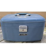 Vtg Jet Flite Blue Distressed Hardside Train Case Makeup Travel Suitcase... - $538.53 MXN