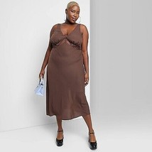 Women&#39;s Lace Detail Slip Midi Dress - Wild Fable Dark Brown XXL - £13.30 GBP