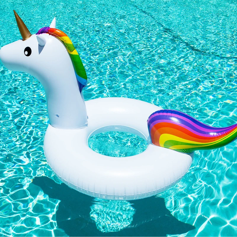 Hot Inflatable Rainbow Unicorn Swimming Ring Giant Pool Float Swim Circle For - £17.84 GBP