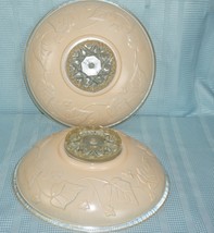 Set of 2  Vintage Dome Peachy Pink Ceiling Mount Light Cover Glass Dome  - £50.50 GBP