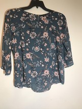 Papermoon Green 3/4 Sleeve Floral Blouse Top Women&#39;s Size S - £6.80 GBP