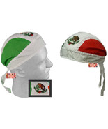 MEXICO Flag FITTED TIED BANDANA w/Ties DOO RAG MEXICAN Head Wrap Skull C... - $13.99