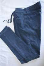 UNIQLO EZY Jeans Women&#39;s Blue Corduroy Skinny Leg Drawstring Waist Size 8 - $13.09