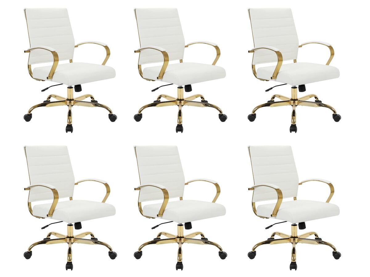 LeisureMod Benmar Leather Office Desk Chair, Mid-Back Ergonomic Swivel C... - $1,417.37