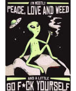 Peace Love and Weed GO **** YOURSELF 30x40 CM Canvas Poster - £10.06 GBP