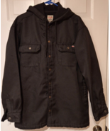 Dickies Men’s Black Hooded Jacket Snap Up Fleece Lined Size L - $38.80