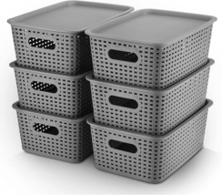 The Areyzin Plastic Storage Baskets With Lid Organizing Container Lidded, 6 Pack - £25.44 GBP