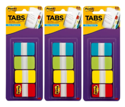 3M Post It Tabs, 1&quot; x 1.5&quot;, Aqua/Lime/Yellow/Red 3 Pack - £16.69 GBP