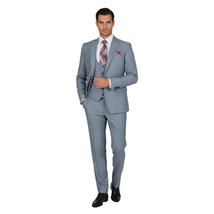 Men 3pc European Vested Suit WESSI JVALINTIN Slim Fit JV22 Sky Blue One Button image 4